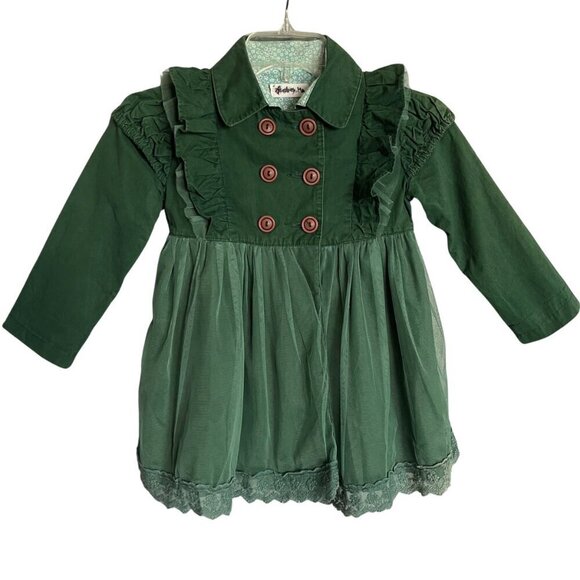 Other - Vintage Style Green Girl's Double Breasted Coat Size 5-6